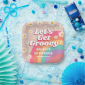 Groovyレインボーのカラフルデイジー誕生日 ペーパープレート (パーティー)