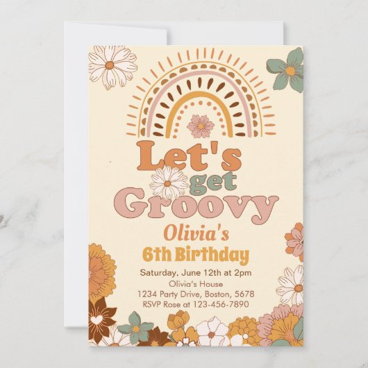 Groovyレインボーの取得誕生日招待状 招待状 (正面)