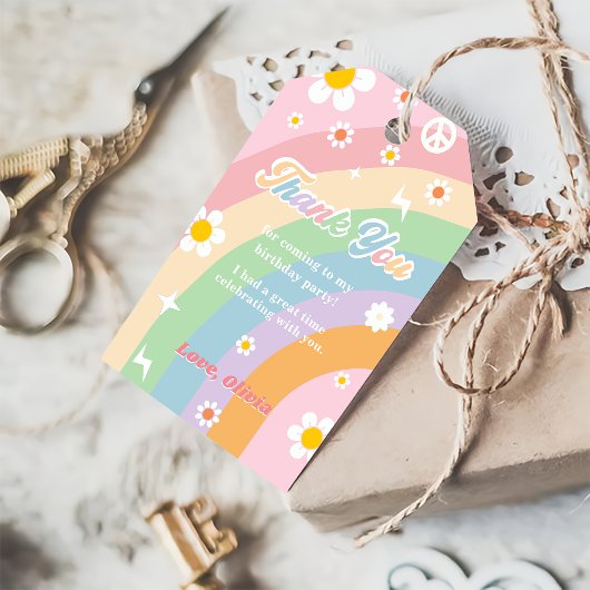 Groovyレインボーバースデーパーティーありがとうギフトラベル ギフトタグ