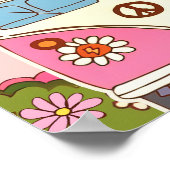 Groovyレインボーバースデーパーティーウェルカムサイン ポスター (角)