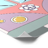 Groovyレインボーバースデーパーティーウェルカムサイン ポスター (角)