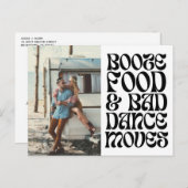 Groovyレトロおもしろいウェディング日付の保存 案内ポストカード (正面/裏面)