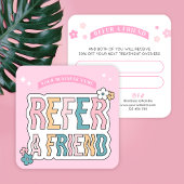 Groovyレトロおもしろい70sパステルメイクアップサロン爪、 ネイルスパ 紹介カード