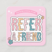 Groovyレトロおもしろい70sパステルメイクアップサロン爪、 ネイルスパ 紹介カード (正面)