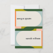 Groovyレトロアー結婚チ抽象芸術のテント名タグ 招待状 (正面)