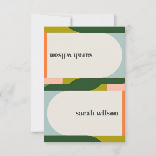 Groovyレトロアー結婚チ抽象芸術のテント名タグ 招待状 (正面)