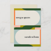 Groovyレトロアー結婚チ抽象芸術のテント名タグ 招待状 (正面/裏面)