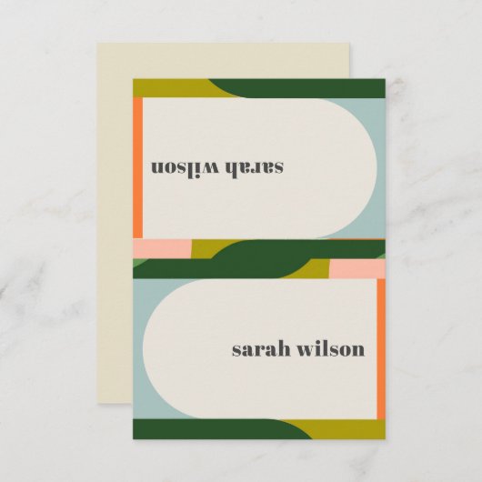 Groovyレトロアー結婚チ抽象芸術のテント名タグ 招待状 (正面/裏面)