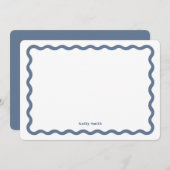 Groovyレトロウェーブブルーパーソナライズされた文具 ノートカード (正面/裏面)