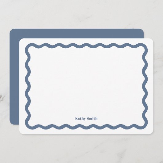 Groovyレトロウェーブブルーパーソナライズされた文具 ノートカード (正面/裏面)