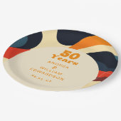 Groovyレトロウェーブボー結婚ホ50周年記念 ペーパープレート (アングル)