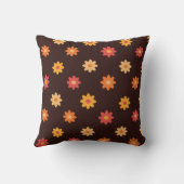Groovyレトロオレンジイエローレッド花 クッション (裏面)