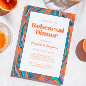 Groovyレトロオレンジウェー結婚ブのリハーサルディナー 招待状