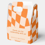 Groovyレトロオレンジチェッ結婚クのカスタムありがとう フェイバーボックス (オープン)