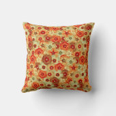 Groovyレトロオレンジヒッピー花パターン クッション (裏面)