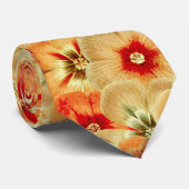 Groovyレトロオレンジヒッピー花パターン ネクタイ (ロール)