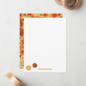 Groovyレトロオレンジヒッピー花パターン ノートカード (正面/裏面インサイチュ)