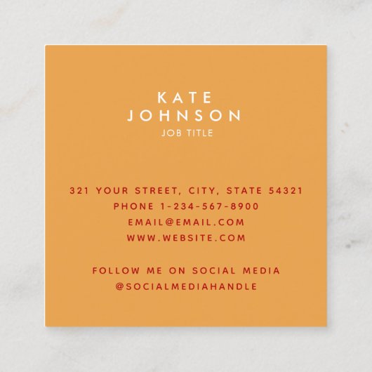 Groovyレトロオレンジヒッピー花QRコード スクエア名刺 (裏面)