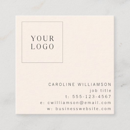 Groovyレトロオレンジピンクフローラロゴクリエイティブ スクエア名刺 (正面)