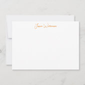 Groovyレトロオレンジフラワーパーソナライズされた名 ノートカード (正面)