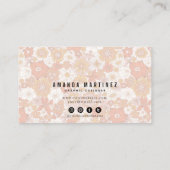 Groovyレトロオレンジフローラルパターンソーシャルメディア 名刺 (裏面)