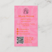 Groovyレトロオレンジロゴqrコードメイクアップ 名刺 (裏面)