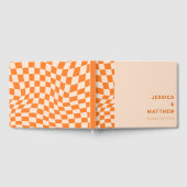 Groovyレトロオレンジ抽象芸術結婚チェックカスタムの ゲストブック (全面)