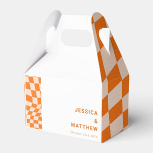 Groovyレトロオレンジ抽象芸術結婚チェックカスタムの フェイバーボックス