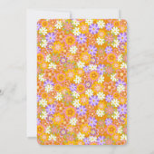 Groovyレトロオレンジ色の花結婚すべて 招待状 (裏面)