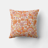 Groovyレトロオレンジ花模様 クッション (裏面)