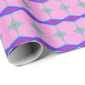 Groovyレトロカラフルかわいいピンクの幾何学的パターン ラッピングペーパー (ロールコーナー)