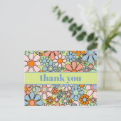 Groovyレトロカラフルフローラ60s 70sありがとう ポストカード (スタンド正面)