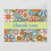Groovyレトロカラフルフローラ60s 70sありがとう ポストカード (正面)