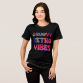 GroovyレトロカラフルVibes 70s美学Tシャツ トライブレンドＴシャツ (正面全面)