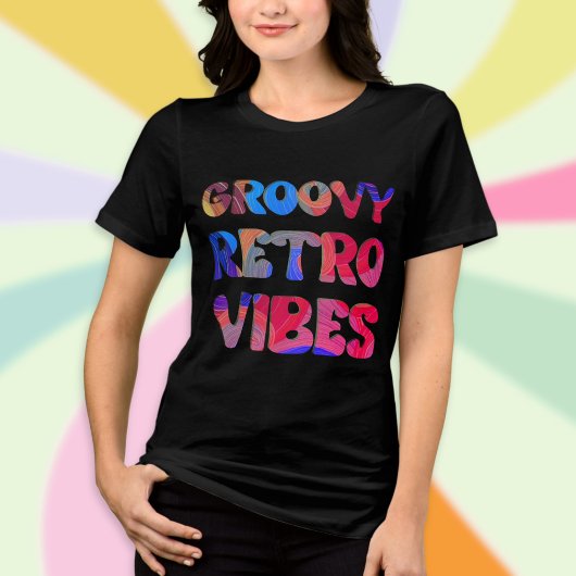 GroovyレトロカラフルVibes 70s美学Tシャツ トライブレンドＴシャツ