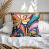 Groovyレトロカラー開花万華鏡のように千変万化するパターン クッション