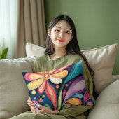 Groovyレトロカラー開花万華鏡のように千変万化するパターン クッション