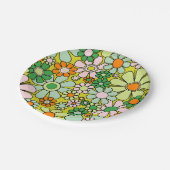 Groovyレトロガーデン60s 70s春フローラルパターン ペーパープレート (アングル)