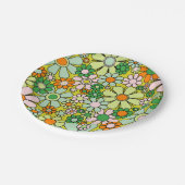 Groovyレトロガーデン60s 70s春フローラルパターン ペーパープレート (アングル)