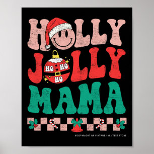 Groovyレトロクリスマスヒッピーはホリークリスマスジョーを持っている ポスター