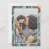 Groovyレトログリーン写真結婚のリハーサルディナー 招待状 (裏面)