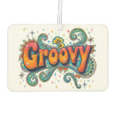 Groovyレトロサイケデリック70sヒッピーファンキーアート カーエアーフレッシュナー (裏面)