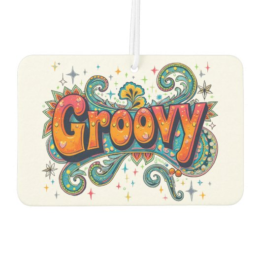 Groovyレトロサイケデリック70sヒッピーファンキーアート カーエアーフレッシュナー (裏面)
