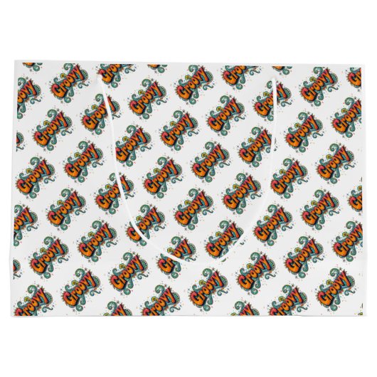 Groovyレトロサイケデリック70sヒッピーファンキーアート ラージペーパーバッグ (裏面)