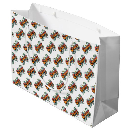 Groovyレトロサイケデリック70sヒッピーファンキーアート ラージペーパーバッグ (裏面アングル)