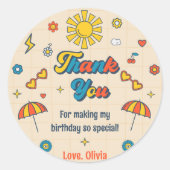 Groovyレトロサンキューバースデーパーティー ラウンドシール (正面)