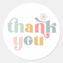 Groovyレトロサンキューメッセージカード ラウンドシール