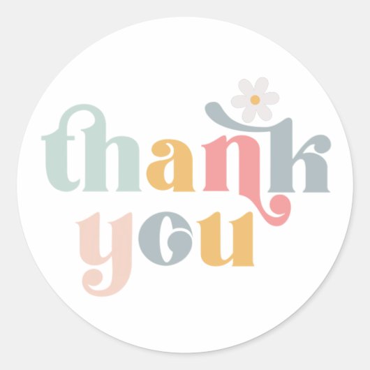 Groovyレトロサンキューメッセージカード ラウンドシール (正面)