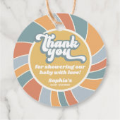 Groovyレトロサンシャインベビーシャワーありがとう フェイバータグ (裏面)