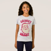 Groovyレトロサンタヘッドピンククリスマス Tシャツ (正面フル)